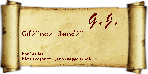 Göncz Jenő névjegykártya